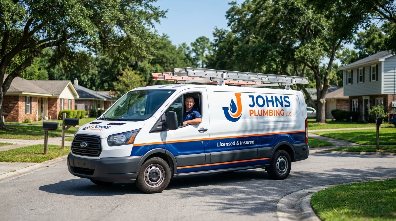 Johns Plumbing LLC service van in Saint Louis, MI