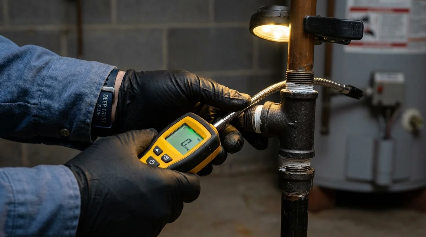 Gas leak detection with electronic sniffer by Johns Plumbing LLC in Saint Louis