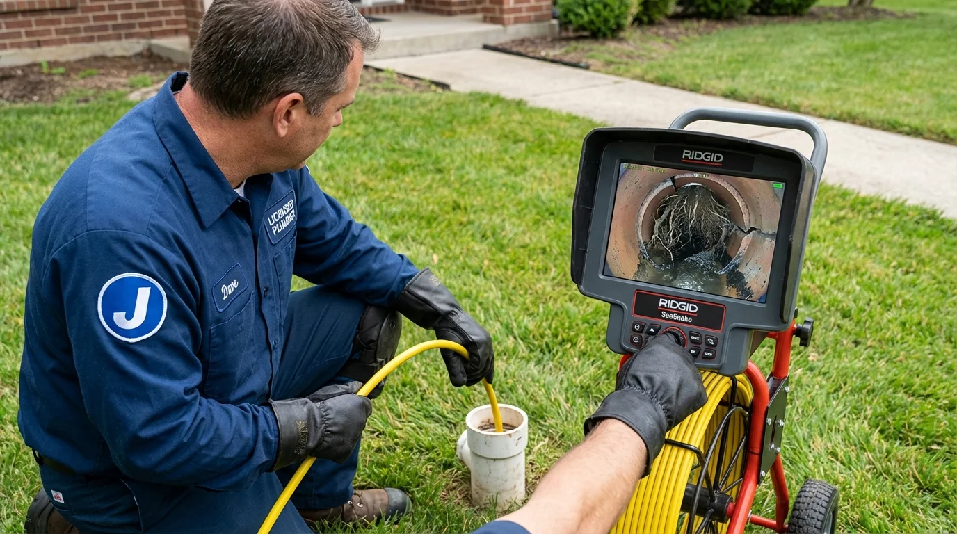 Sewer camera inspection being performed by Johns Plumbing LLC in Saint Louis