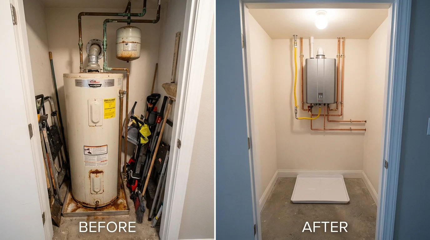 Tank water heater versus wall-mounted tankless unit comparison for Saint Louis, MI homeowners