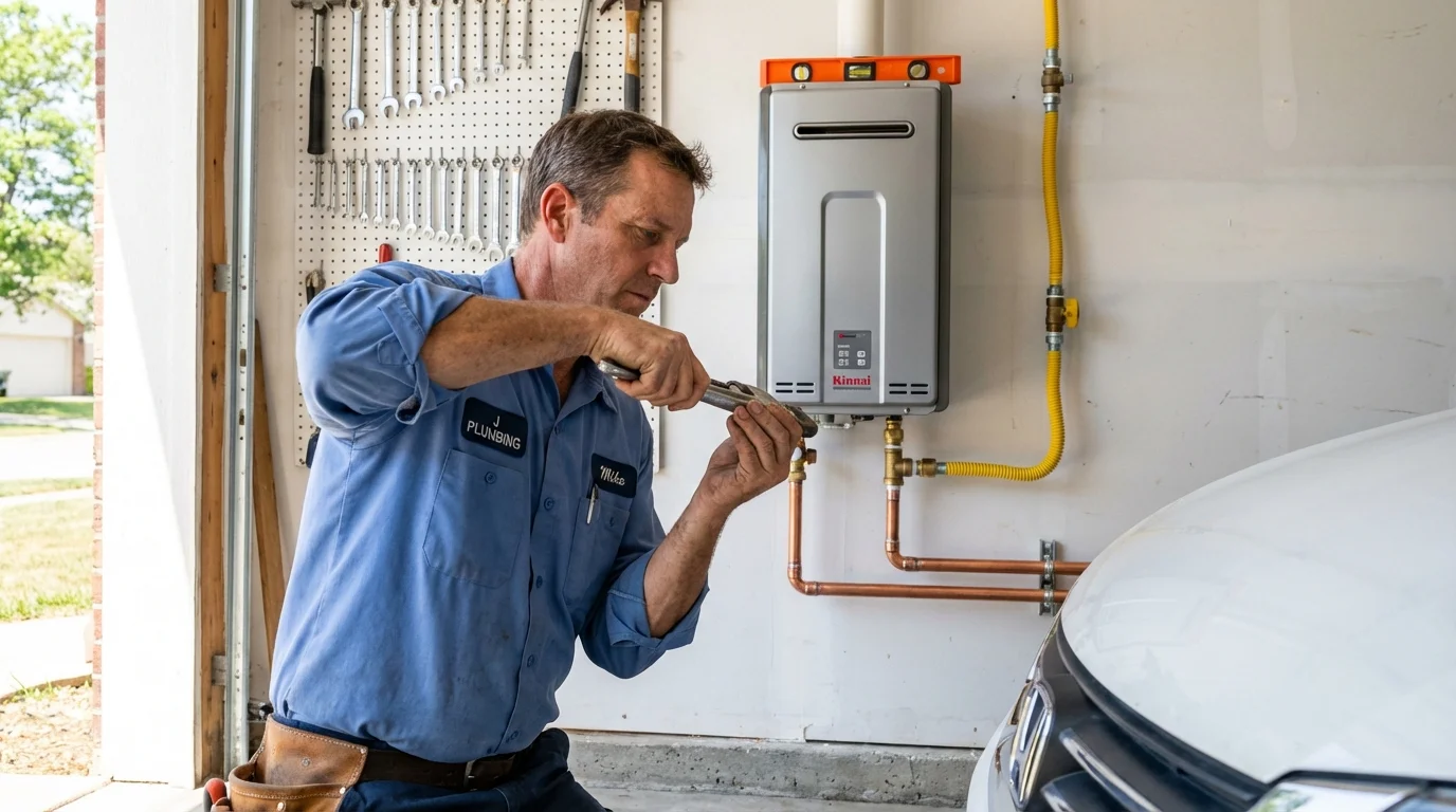 Tankless water heater installation by a Johns Plumbing LLC plumber in Saint Louis